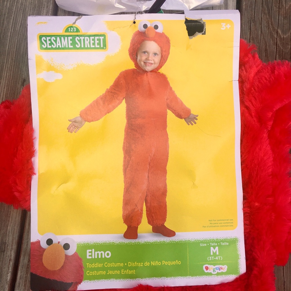 Elmo Halloween Costume-Sesame Street Disguise Toddler Furry Elmo Costume 3T/4T